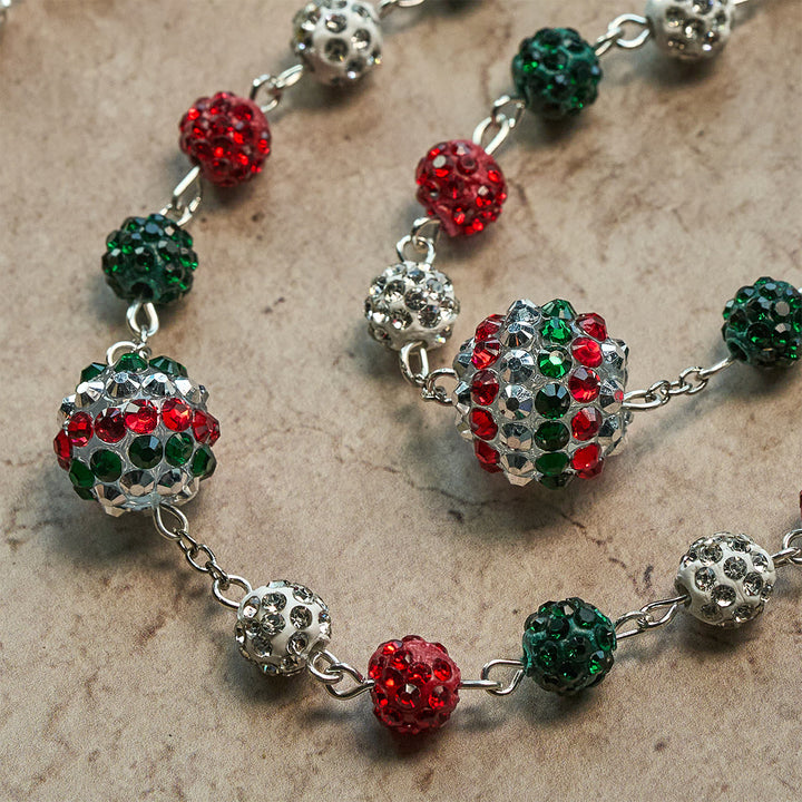 Christianartworkshop Christmas Gift: Crystal-Covered Tricolor Beads & Miraculous Medal Glam Sparkling Rosary - image 12