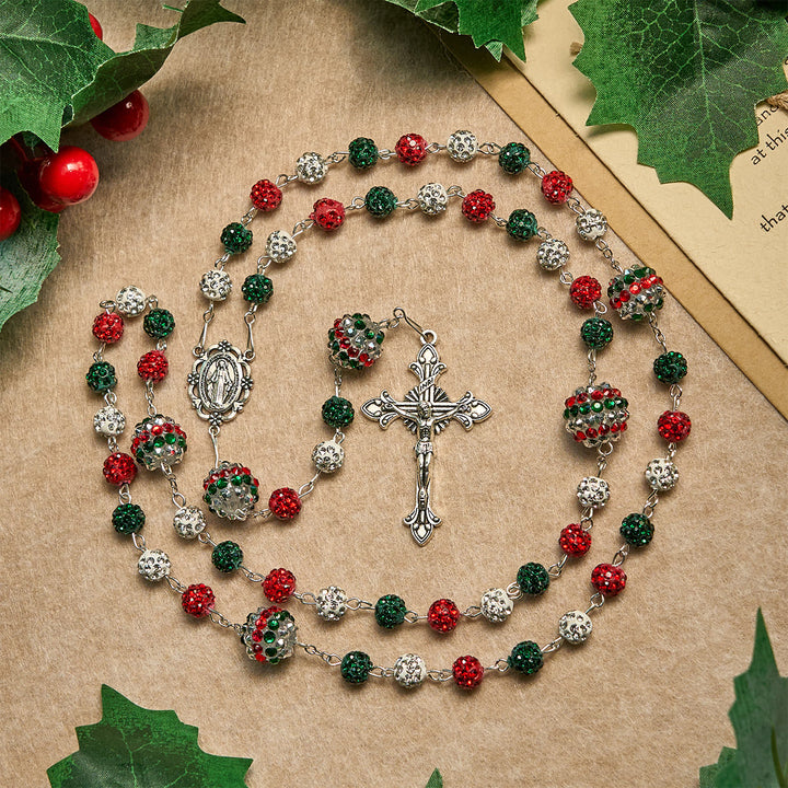 Christianartworkshop Christmas Gift: Crystal-Covered Tricolor Beads & Miraculous Medal Glam Sparkling Rosary - image 6
