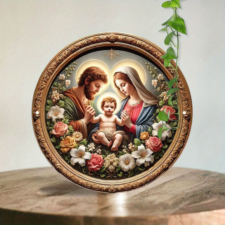 Christianartworkshop Ornate Golden - Framed Holy Family Floral Art Hanging Ornament - 7.87''/20cm - image 0