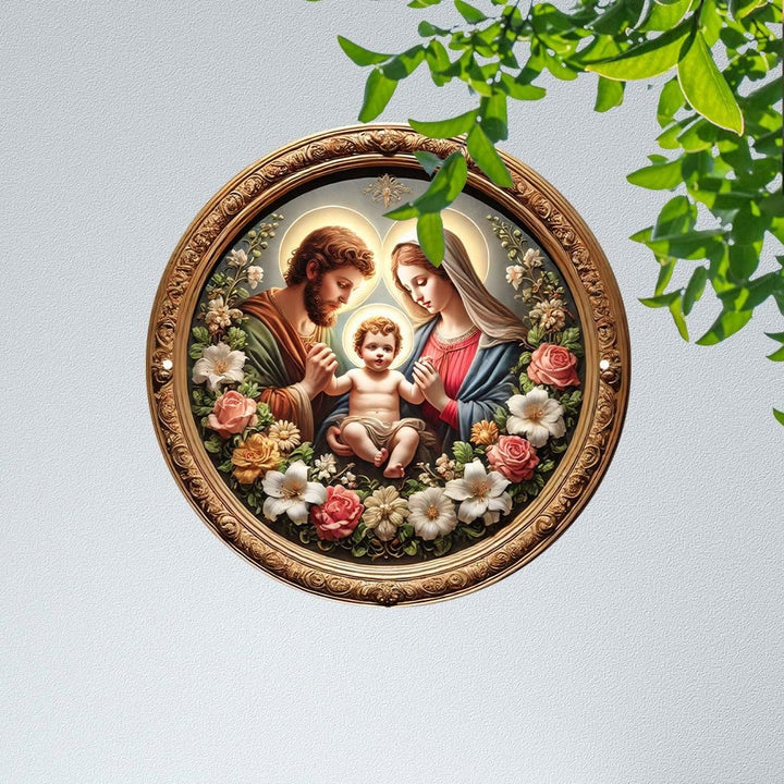 Christianartworkshop Ornate Golden - Framed Holy Family Floral Art Hanging Ornament - image 3
