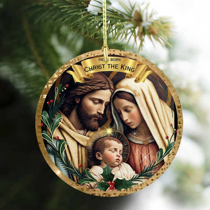 Christianartworkshop Golden - Framed Classic Holy Family Christmas Ornaments - image 1