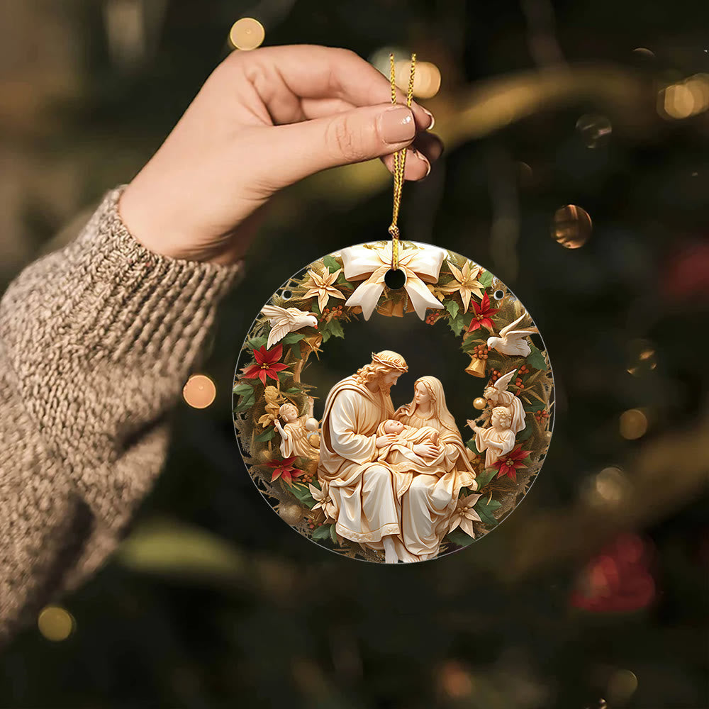 Christianartworkshop Classic Holy Family & Little Angels Christmas Hanging Ornaments - image 1