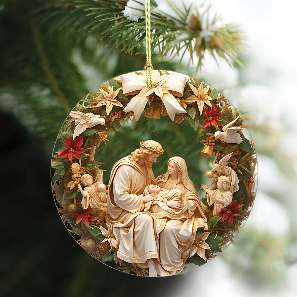 Christianartworkshop Classic Holy Family & Little Angels Christmas Hanging Ornaments - image 2