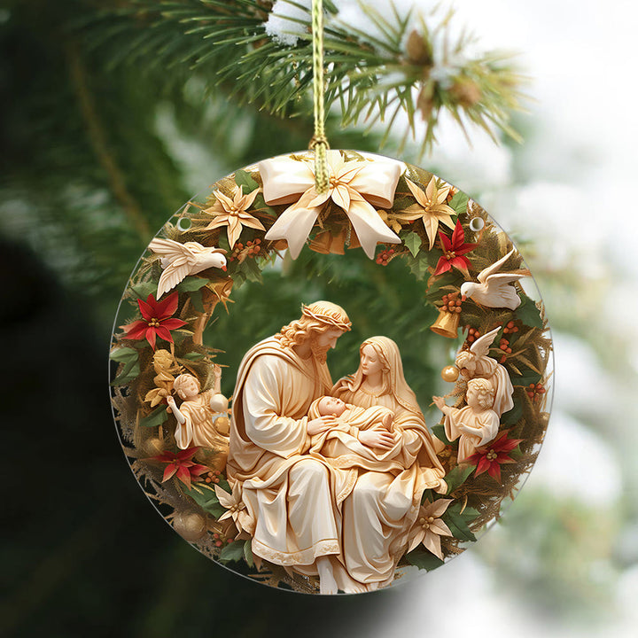 Christianartworkshop Classic Holy Family & Little Angels Christmas Hanging Ornaments - image 2