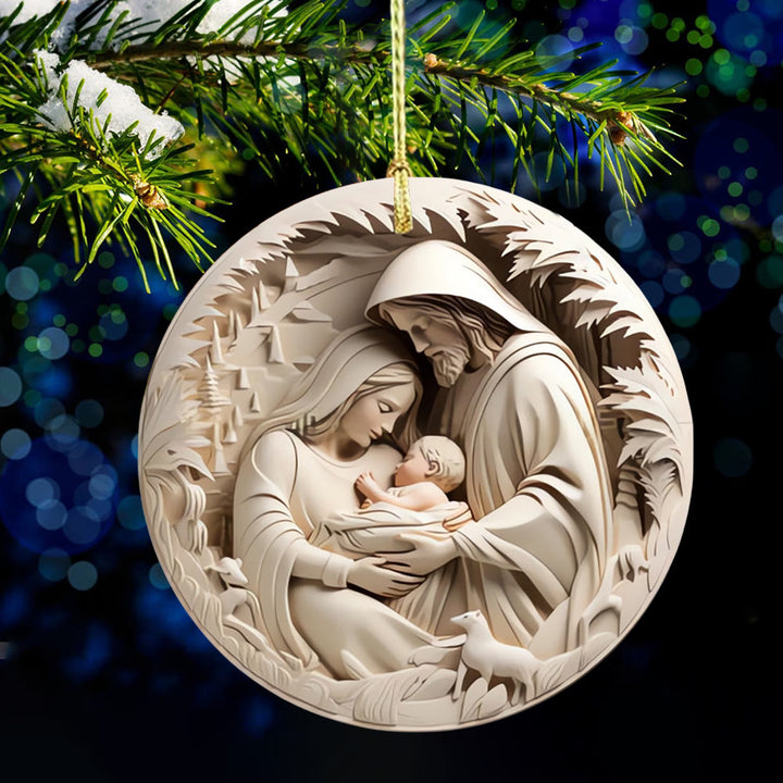 Christianartworkshop Classic Cream Holy Family Nativity Hanging Ornaments - image 4
