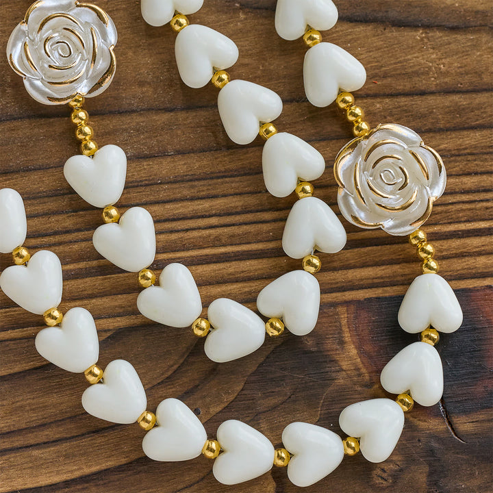 Christianartworkshop 10mm Luminous Heart and White Rose Rosary: Mary's Gentle Protection - image 6