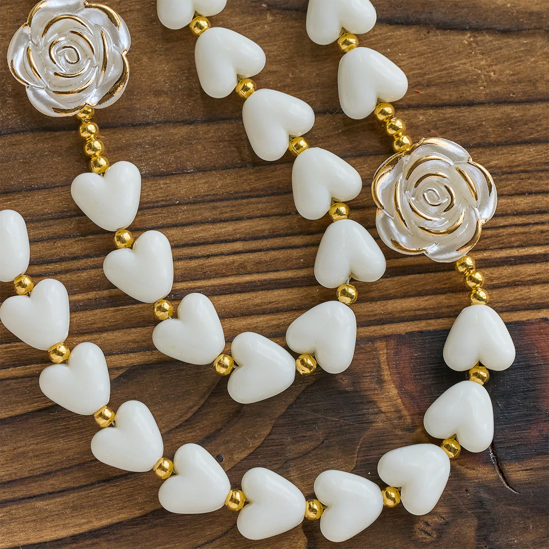 Christianartworkshop Thanksgiving Gift: 10mm Luminous Heart and White Rose Rosary: Mary's Gentle Protection - image 7