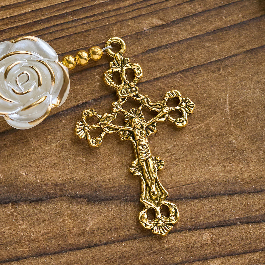 Christianartworkshop 10mm Luminous Heart and White Rose Rosary: Mary's Gentle Protection - image 7