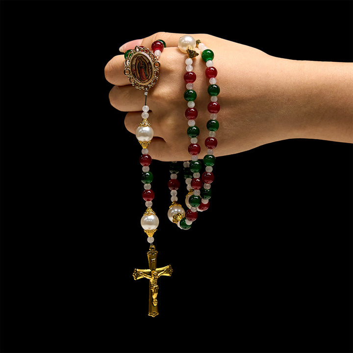 Christianartworkshop Holly Wreath Christmas Tricolor Beads Rosary: Celebrate the Holy Birth - image 10