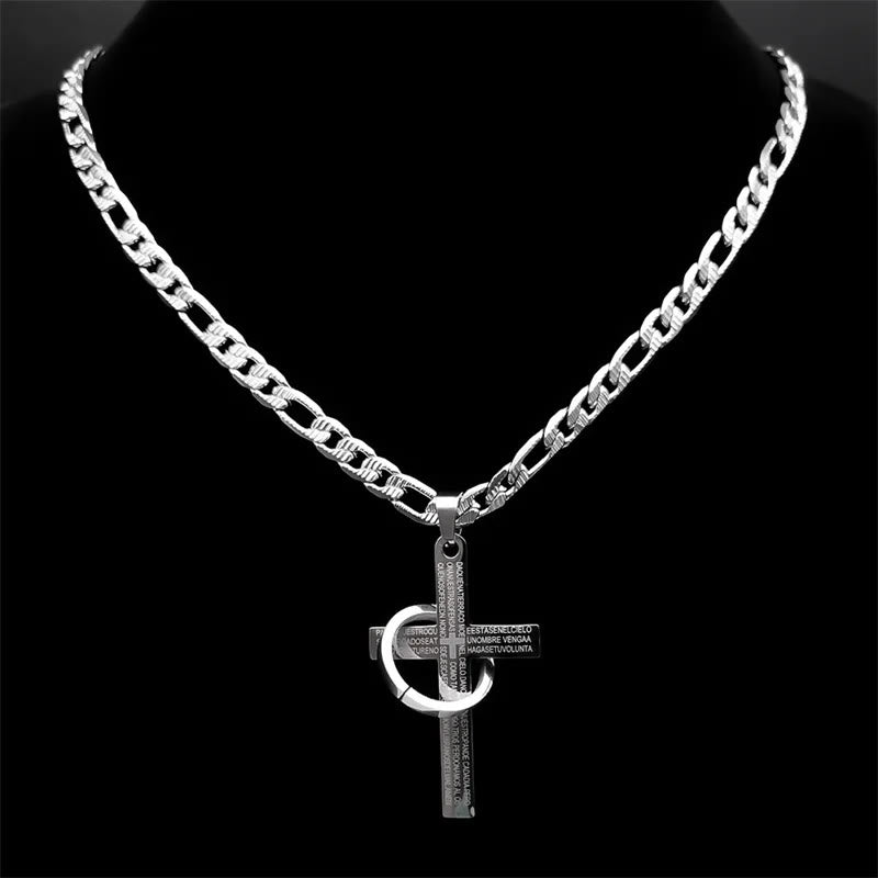 Christianartworkshop Lord's Prayer with Interlocking Ring Cross Pendant Necklace: Bold Style Sacred Meaning - image 3