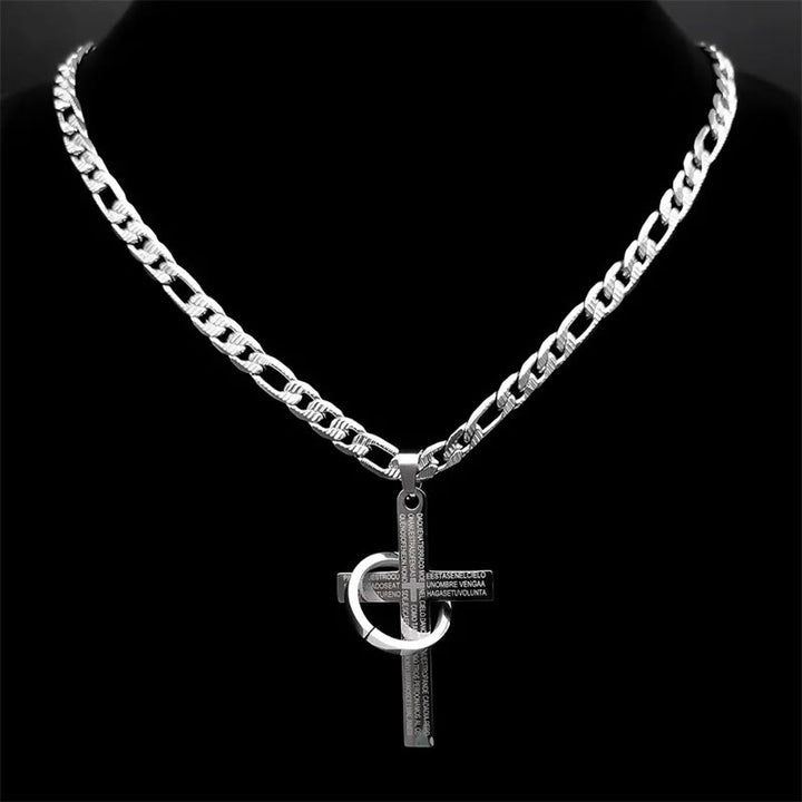 Christianartworkshop Lord's Prayer with Interlocking Ring Cross Pendant Necklace: Bold Style Sacred Meaning - image 3