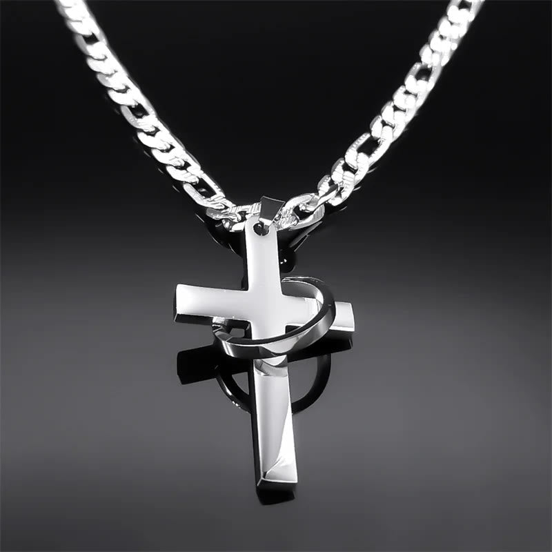 Christianartworkshop Lord's Prayer with Interlocking Ring Cross Pendant Necklace: Bold Style Sacred Meaning - image 1