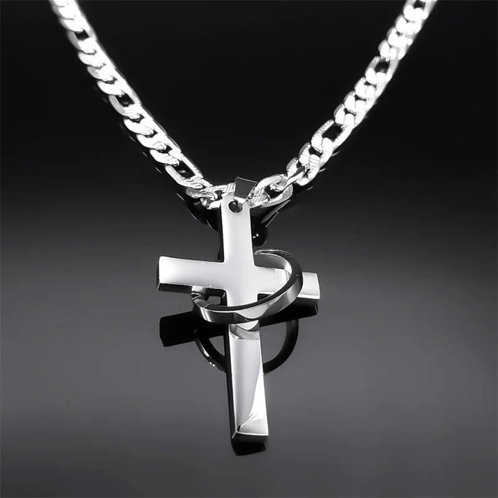 Christianartworkshop Lord's Prayer with Interlocking Ring Cross Pendant Necklace: Bold Style Sacred Meaning - image 1
