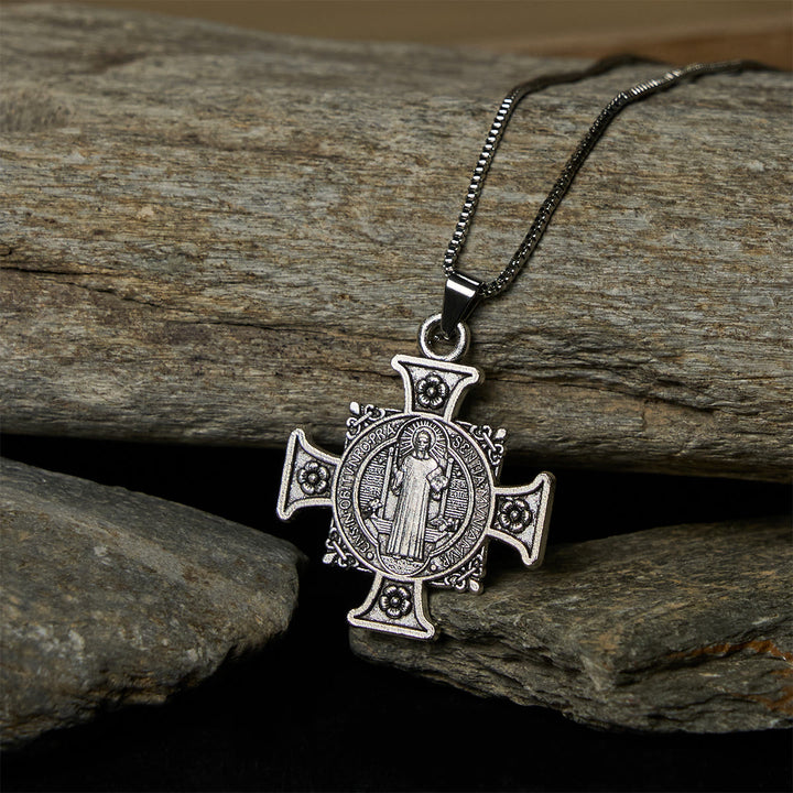 FREE Today: Saint Benedict Protection Medal Cross Pendant Necklace - image 0