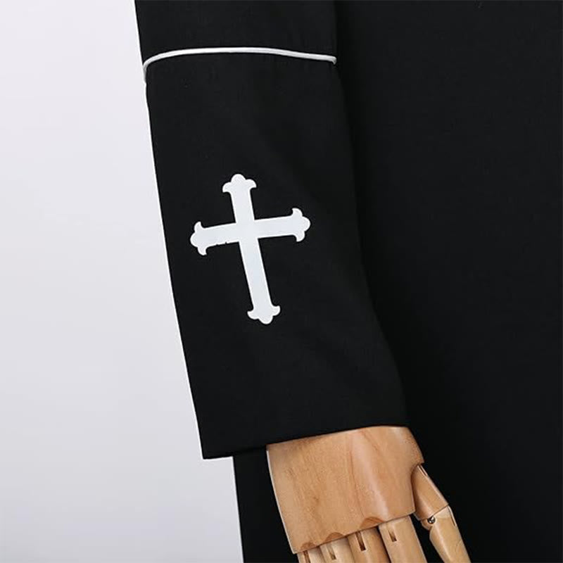 Christianartworkshop Medieval Style Black Clergy Robe Cassock in Assorted Colors & Cross Detailing - image 5