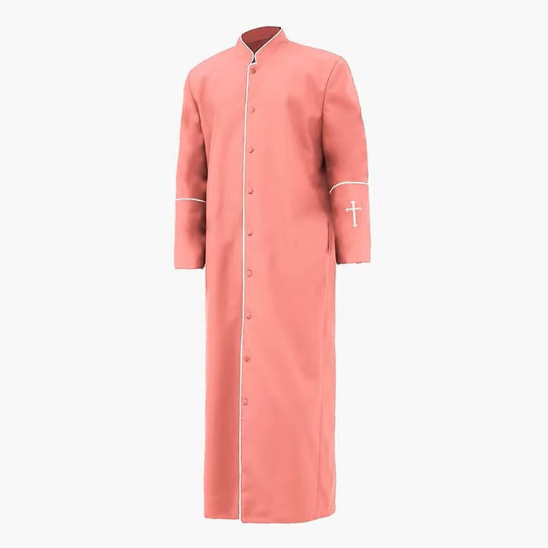 Christianartworkshop Medieval Style Black Clergy Robe Cassock in Assorted Colors & Cross Detailing - Pink - 3XL - image 14