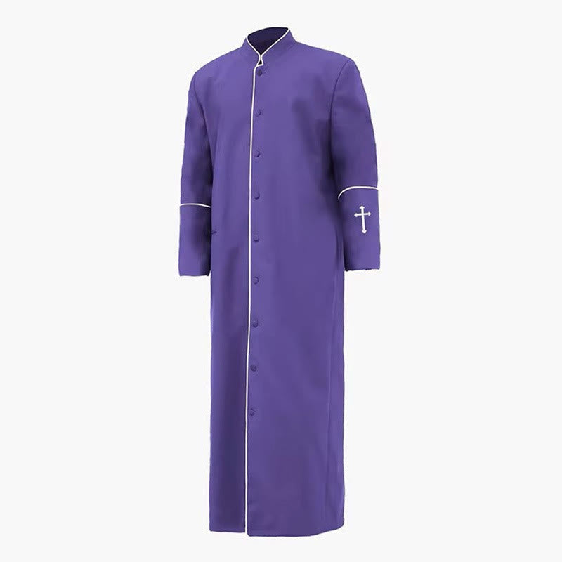 Christianartworkshop Medieval Style Black Clergy Robe Cassock in Assorted Colors & Cross Detailing - Purple - 3XL - image 11