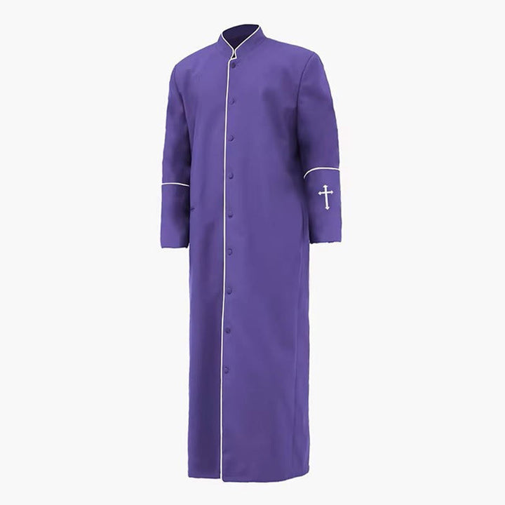 Christianartworkshop Medieval Style Black Clergy Robe Cassock in Assorted Colors & Cross Detailing - Purple - 3XL - image 11