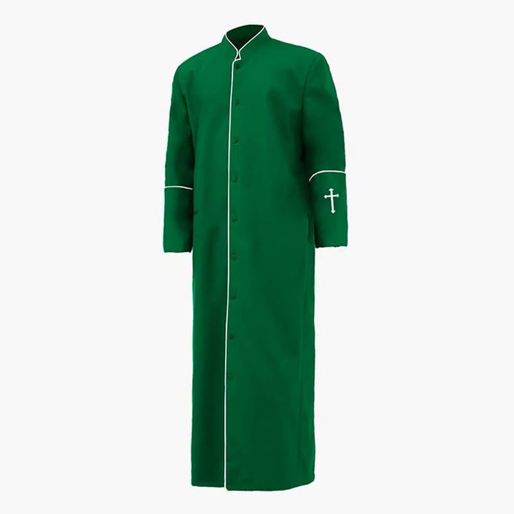 Christianartworkshop Medieval Style Black Clergy Robe Cassock in Assorted Colors & Cross Detailing - Green - 3XL - image 10
