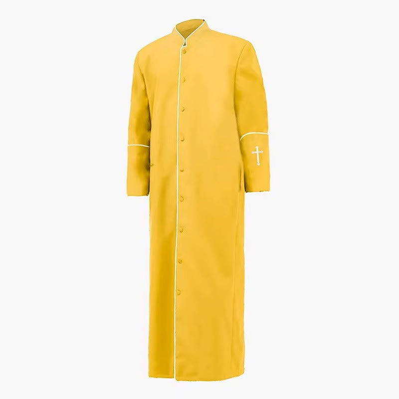 Christianartworkshop Medieval Style Black Clergy Robe Cassock in Assorted Colors & Cross Detailing - Yellow - 3XL - image 9