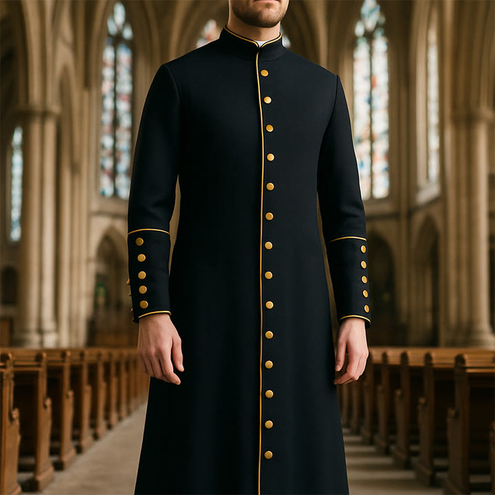 Christianartworkshop Classic Multicolor Clergy Robe Cassock with Contrast Trim & Medieval Elegance - image 0