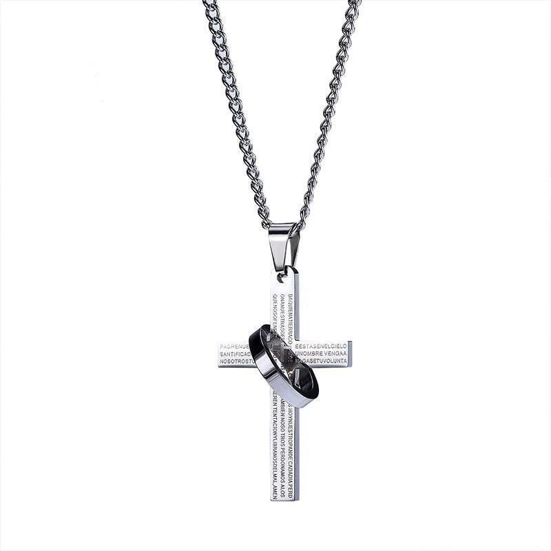 Christianartworkshop Lord's Prayer with Spinner Ring Cross Pendant Necklace: Bold Style Sacred Meaning - image 4
