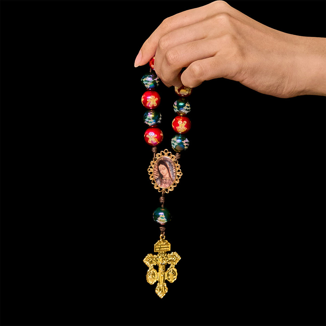Christianartworkshop Christmas Gift: Christmas Devotion Red Green Holiday Beads Pocket Rosary: Pray anywhere, anytime - image 4