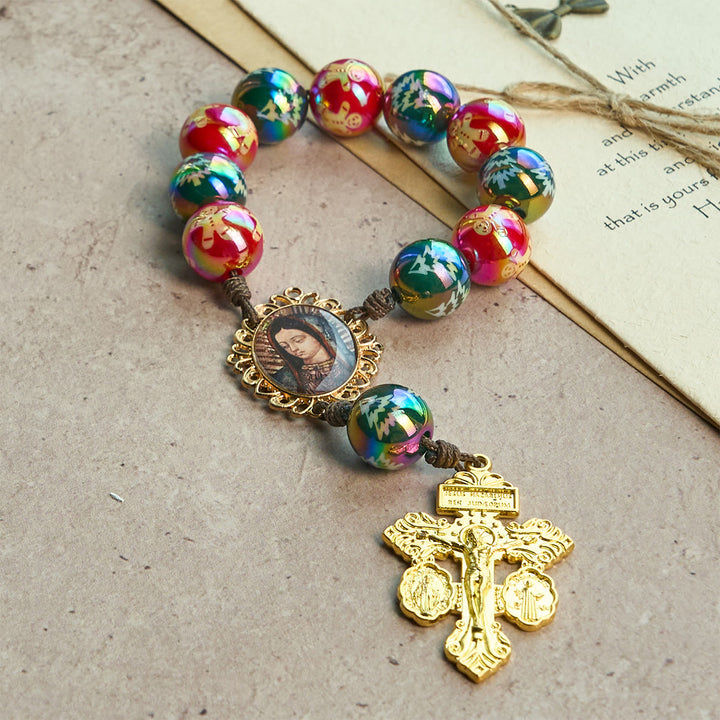 Christianartworkshop Christmas Devotion Red Green Holiday Beads Pocket Rosary - image 6