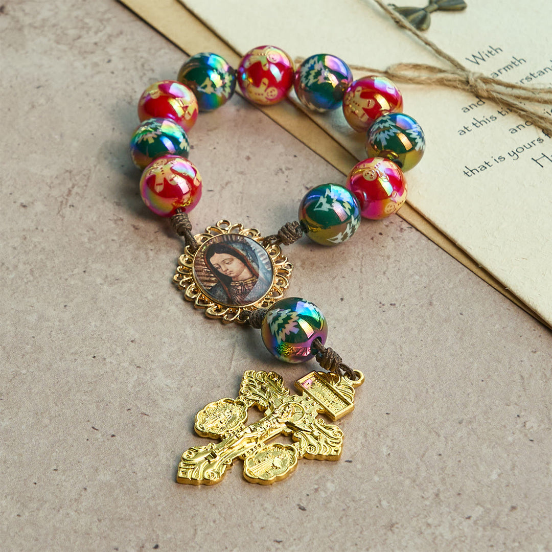 Christianartworkshop Christmas Devotion Red Green Holiday Beads Pocket Rosary - image 4