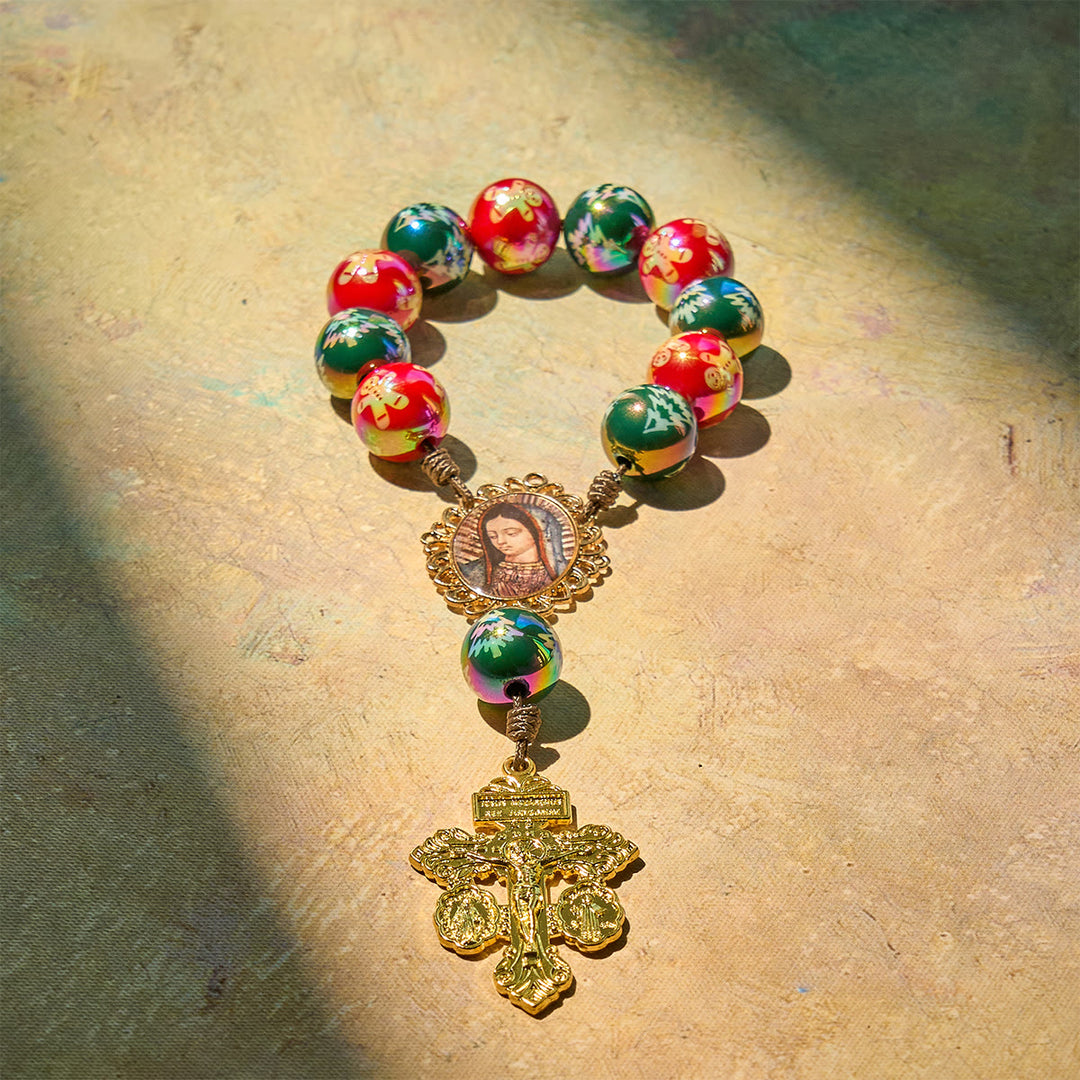 Christianartworkshop Christmas Devotion Red Green Holiday Beads Pocket Rosary - image 8