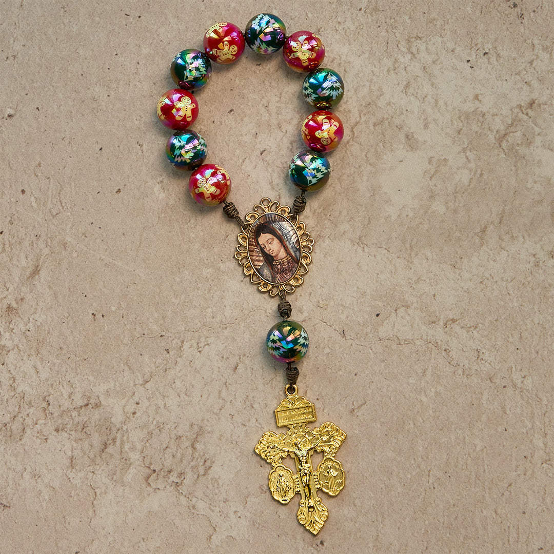 Christianartworkshop Christmas Devotion Red Green Holiday Beads Pocket Rosary - image 7
