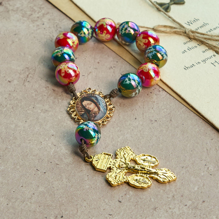 Christianartworkshop Christmas Devotion Red Green Holiday Beads Pocket Rosary - image 5