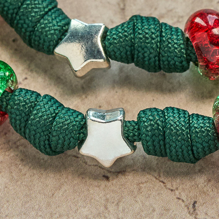 Christianartworkshop Holy Family Blessing Christmas Paracord Rosary with Glossy Red Green Beads - image 11