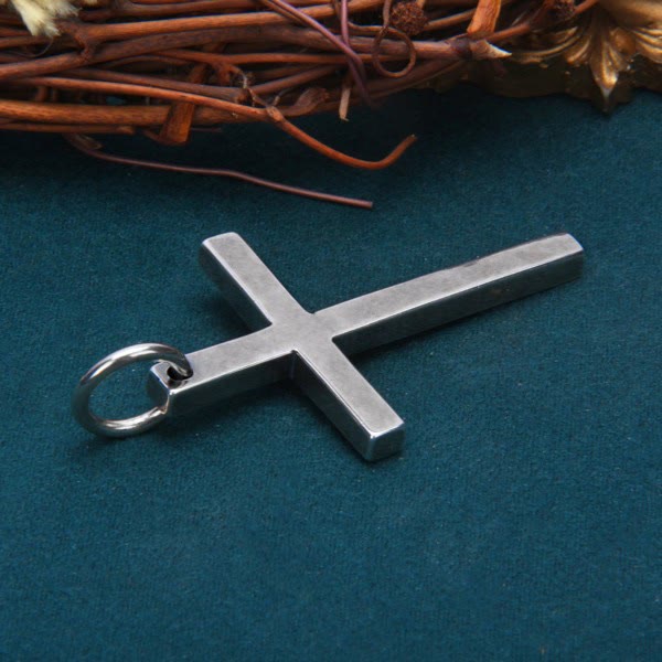 Christianartworkshop Bold Minimal Sterling Silver Cross Necklace in Square and Round Bar - image 2