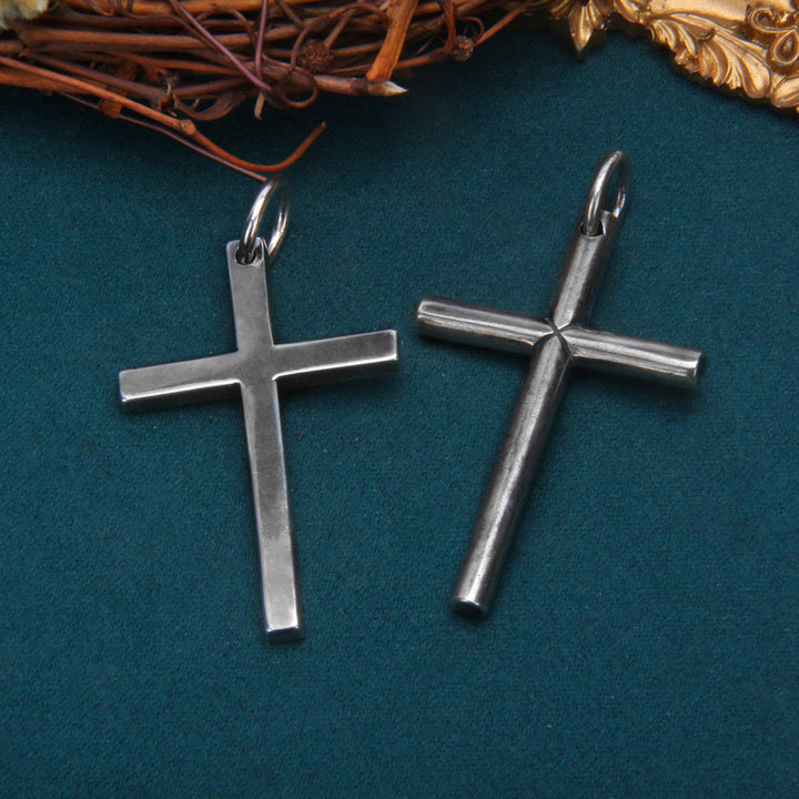 Christianartworkshop Bold Minimal Sterling Silver Cross Necklace in Square and Round Bar - image 0