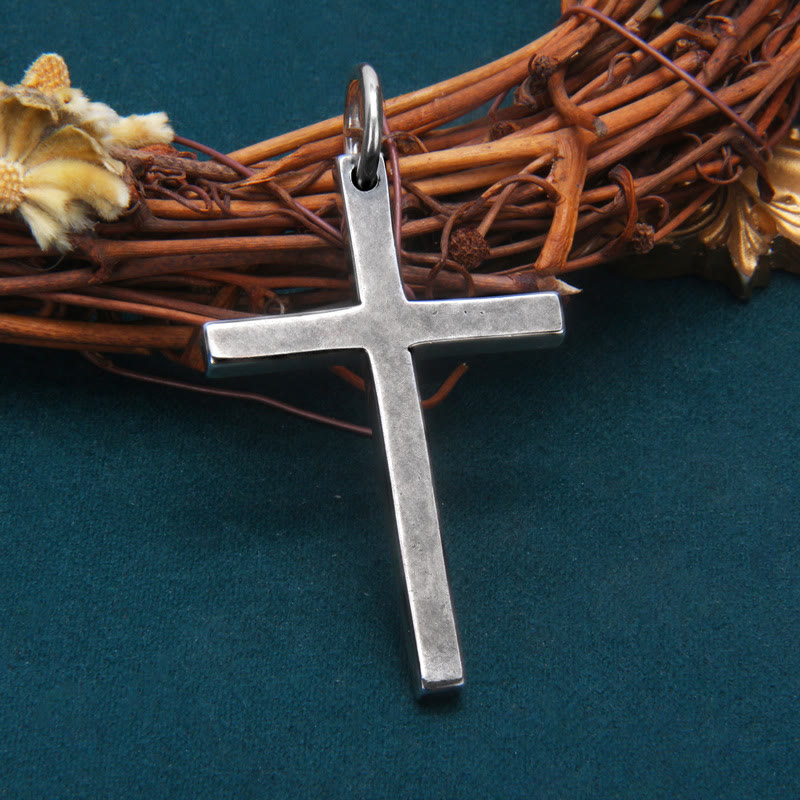 Christianartworkshop Bold Minimal Sterling Silver Cross Necklace in Square and Round Bar - Square Bar Cross - image 1