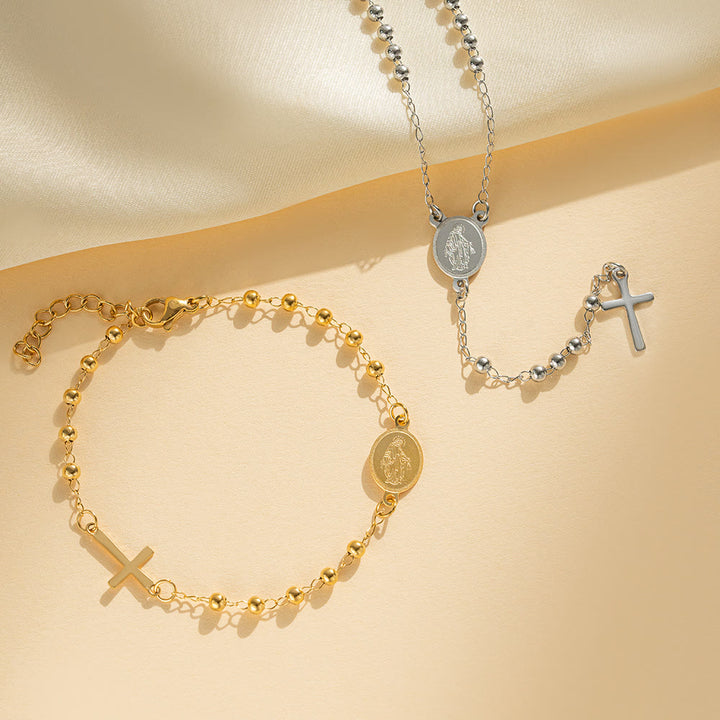 Christianartworkshop Our Lady's Blessings of Slim Rosary-Style Necklace, Bracelet - Necklace - image 0