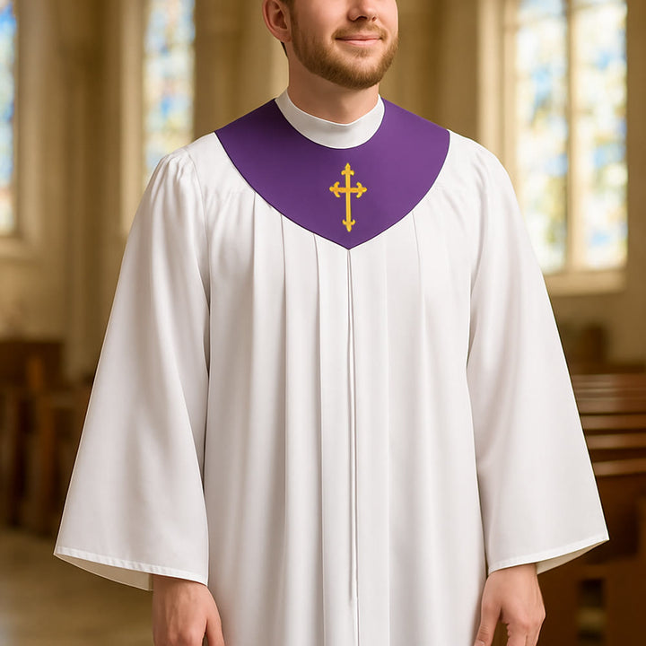 Christianartworkshop Divine Clergy Robe for Religious Services - Cross Accent Yoke - Purple - 3XL - image 16
