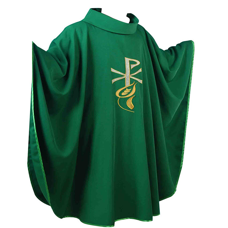 Christianartworkshop Ceremonial Chasuble - Multiple Colors & Sacred Religious Designs - Green - One Size FIts Most - image 0