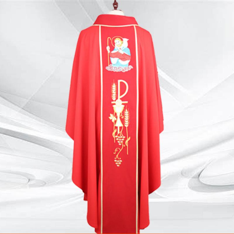 Christianartworkshop Assorted Colors Chasuble Featuring Religious Figures & Symbols - Red - One Size FIts Most - image 1