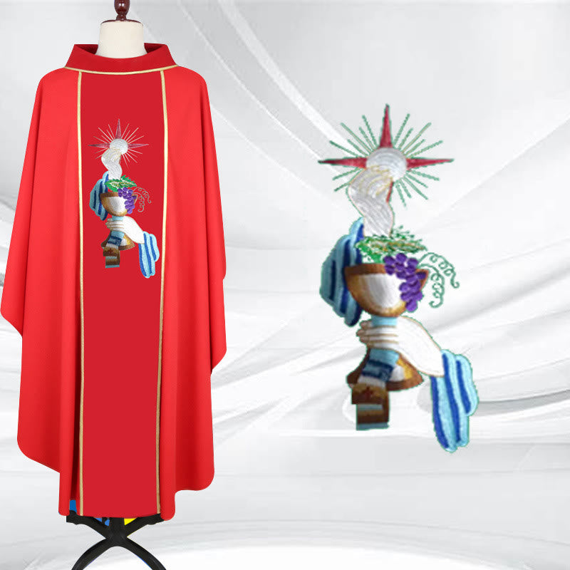 Christianartworkshop Chasuble in Four-Colored with Chalice - Grape - Hand Motifs - image 1