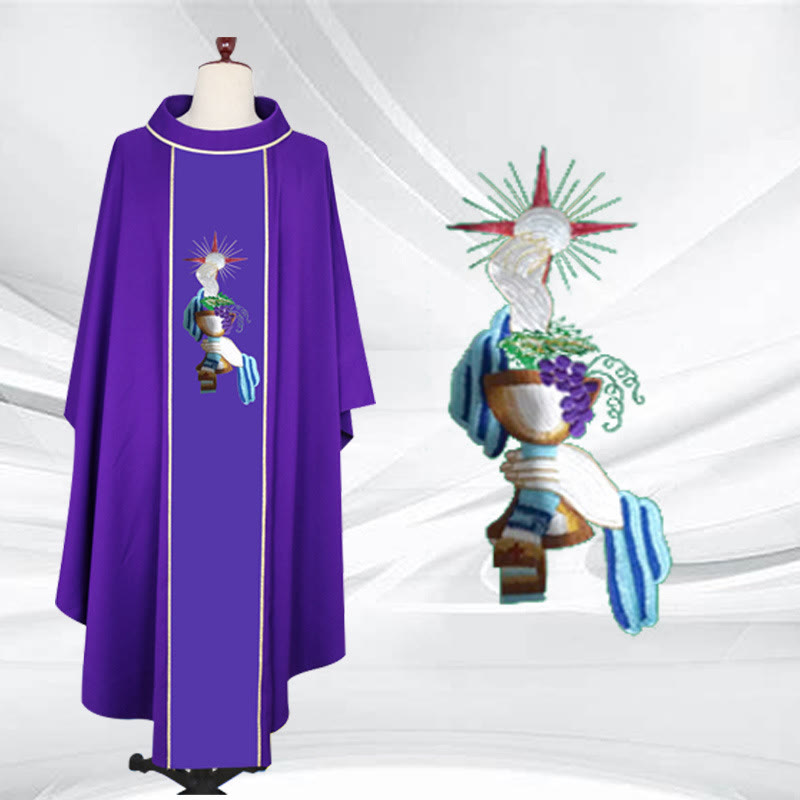 Christianartworkshop Chasuble in Four-Colored with Chalice - Grape - Hand Motifs - Purple - One Size FIts Most - image 4