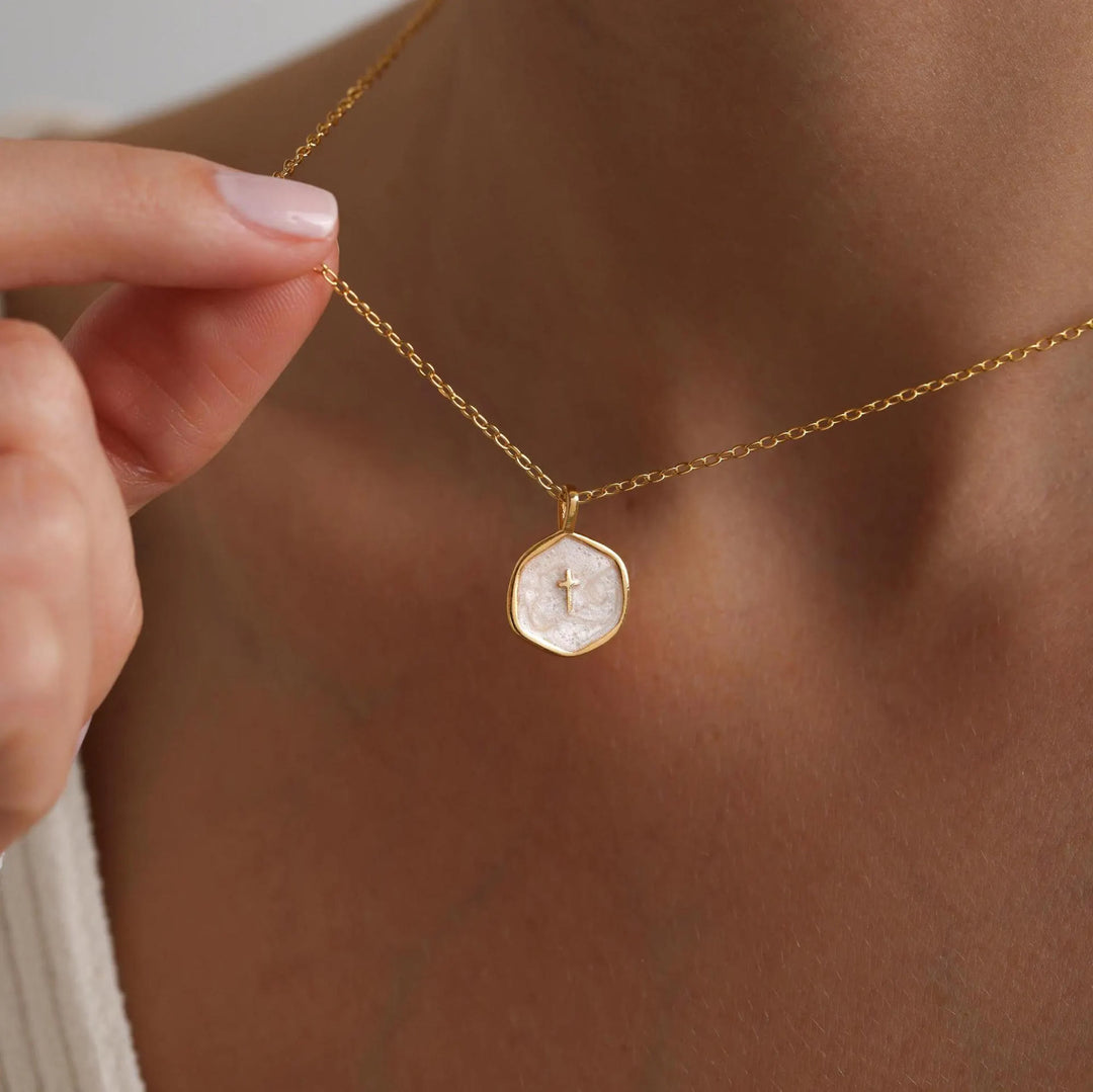 FREE Today: Geometric Cross Pendant Necklace in Pastel Hues - image 2