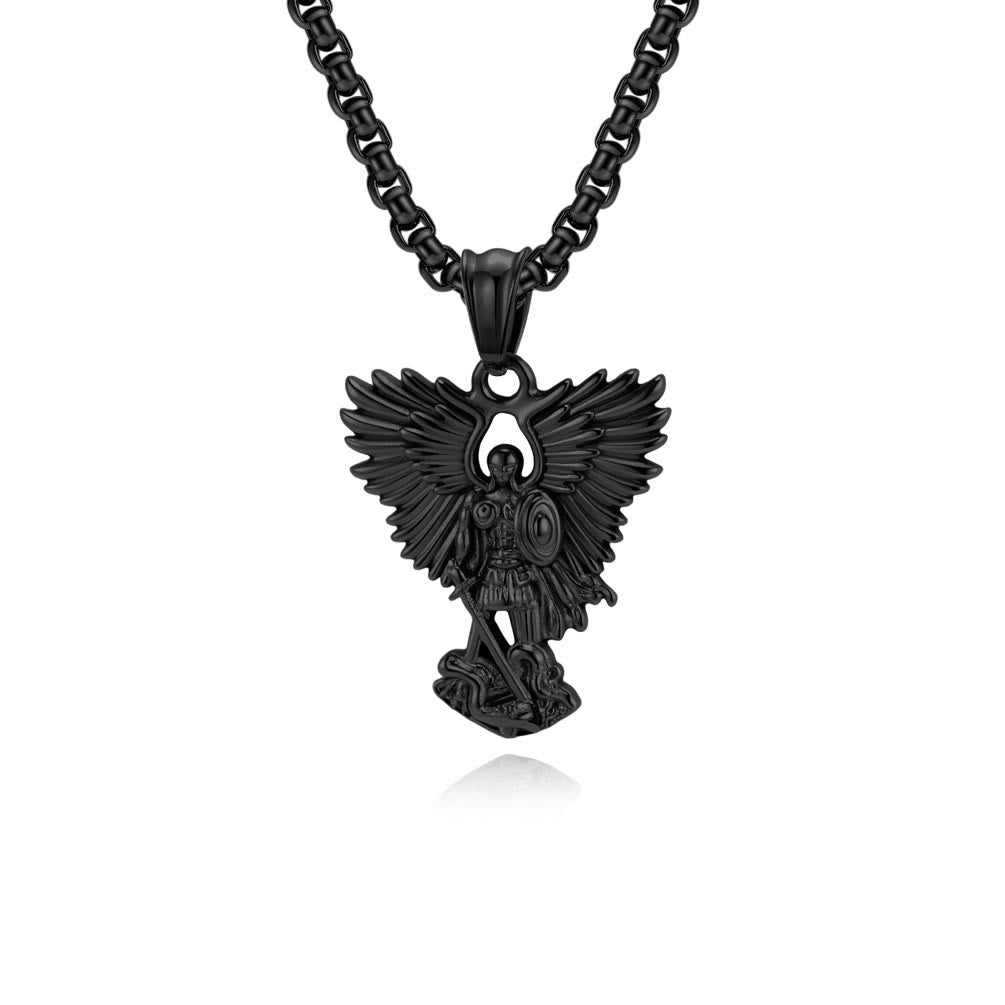 FREE Today: Multi - Color Streetwear - Style Angel Warrior Pendant Necklace - Black - image 4