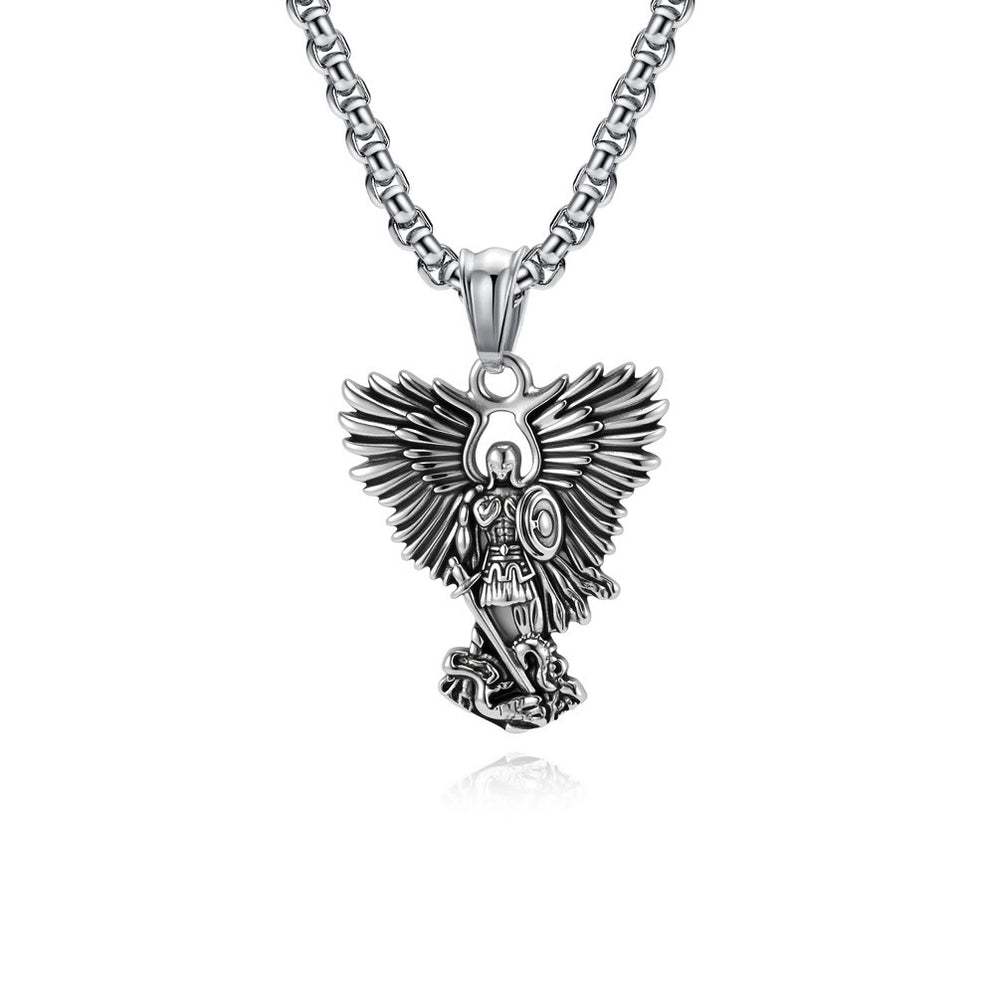 FREE Today: Multi - Color Streetwear - Style Angel Warrior Pendant Necklace - Silver - image 1