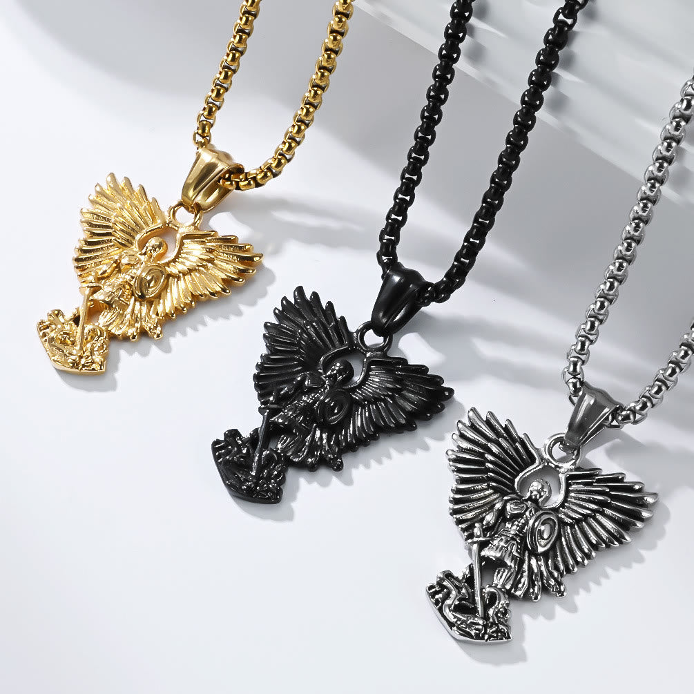 Christianartworkshop Multi - Color Streetwear - Style Angel Warrior Pendant Necklace - Silver - image 0