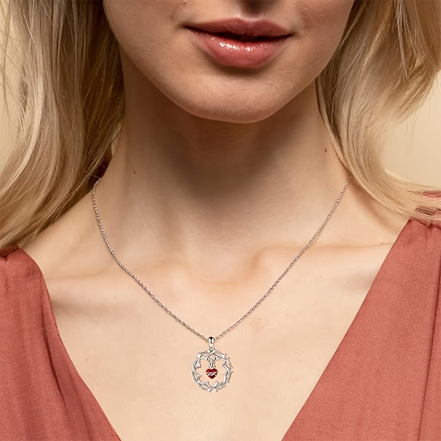 Christianartworkshop Intricate Thorn Wreath & Red Heart Cross Pendant Necklace - image 1