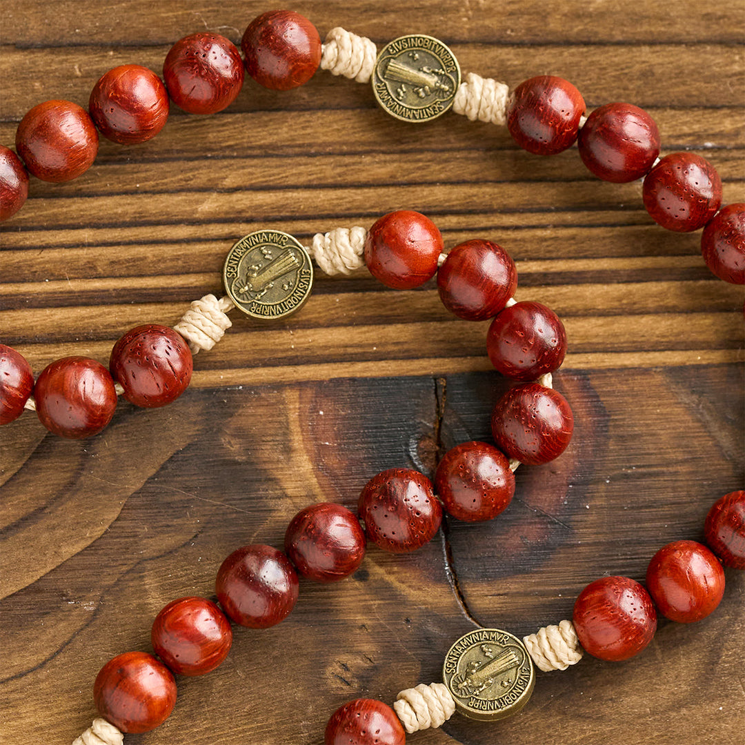 Traditional Earth-Red Beads Rosary with Antique Our Lady & St. Benedict: Guarded by Grace - image 7