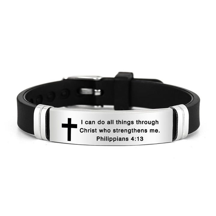 Christianartworkshop Multi - Styled Motivational Cross Bracelet with Bible Verses - Silver 4:13 - image 3