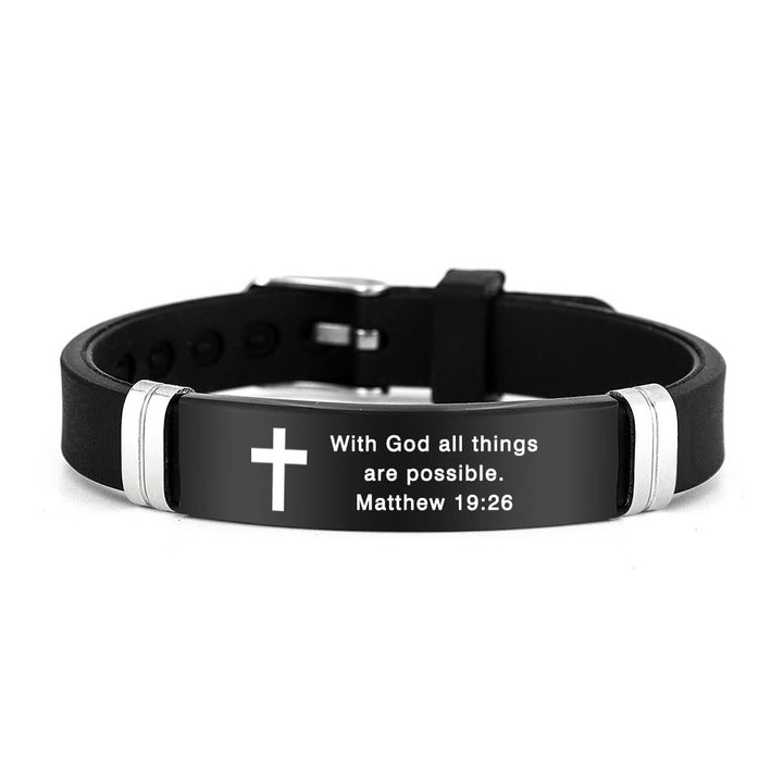 Christianartworkshop Multi - Styled Motivational Cross Bracelet with Bible Verses - Black 19:26 - image 14